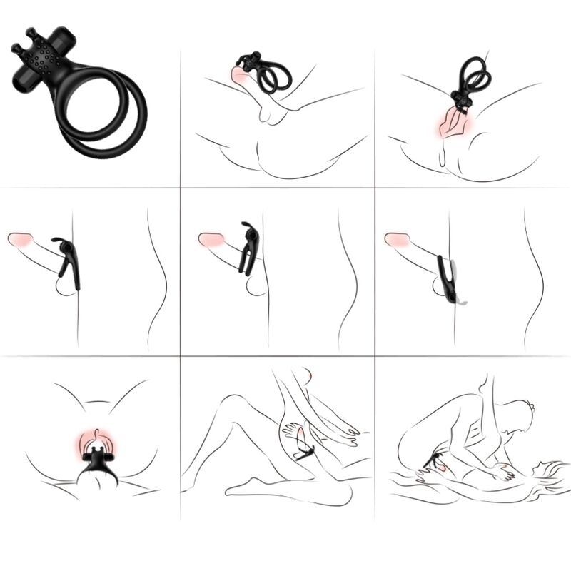 ARMONY - TRAVELER DOUBLE VIBRATOR RING FÖR PAR RABBIT SVART