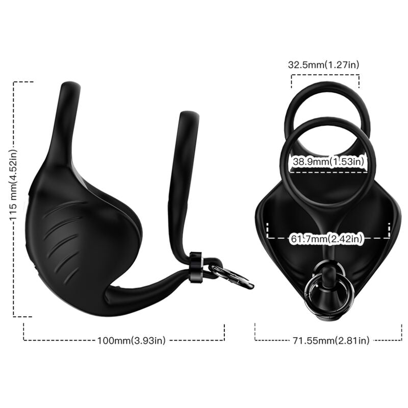 ARMONY Manta Scrotum Vibrator Ring med fjärrkontroll i svart