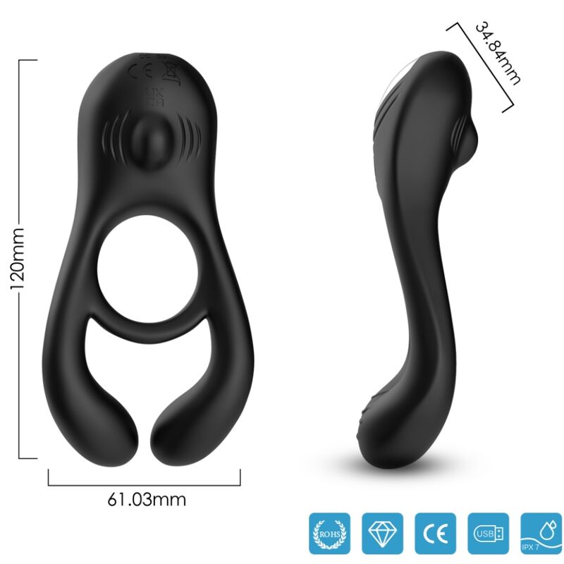 ARMONY VEYRON dubbel vibratorring för par med fjärrkontroll svart