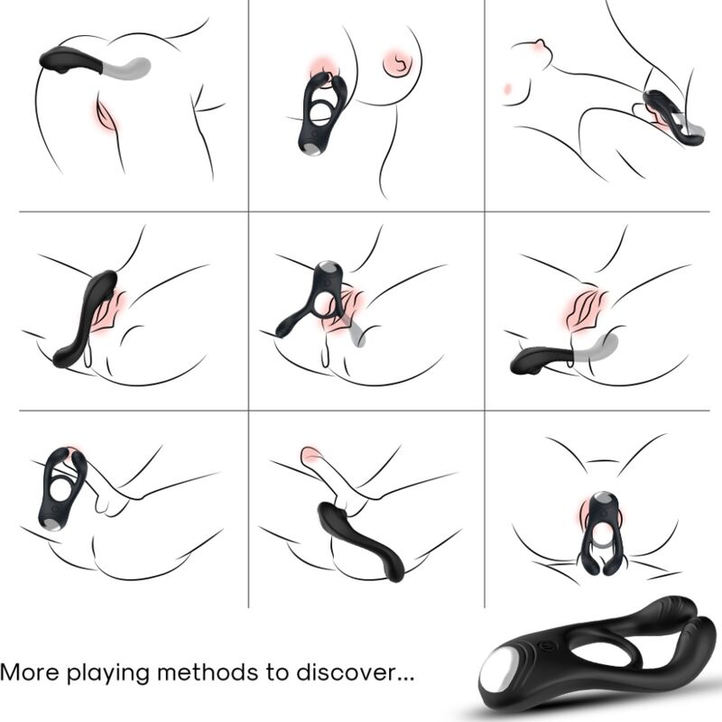 ARMONY VEYRON dubbel vibratorring för par med fjärrkontroll svart