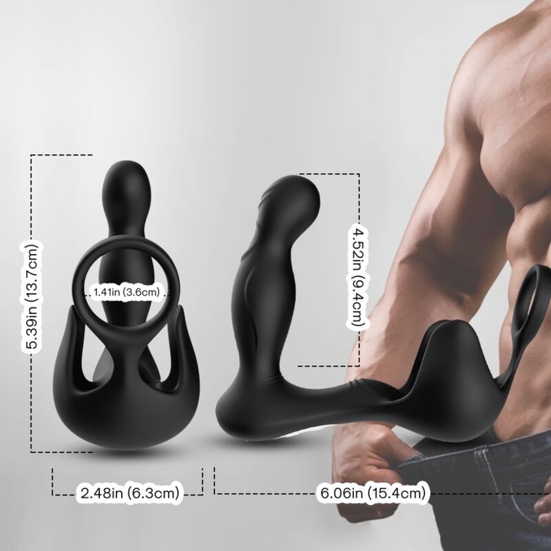 ARMONY - SURROUND VIBRATOR ANAL & STIMULATOR TESTICULOS & RING FJÄRRKONTROLL SVART