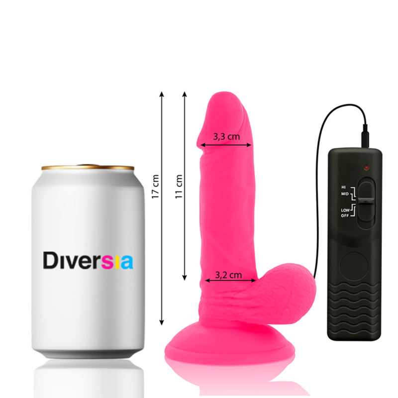 DIVERSIA flexibel vibrerande dildo rosa 17 cm