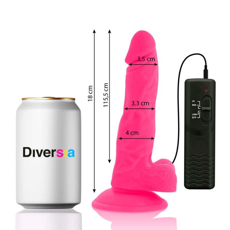 DIVERSIA flexibel vibrerande dildo rosa 18 cm