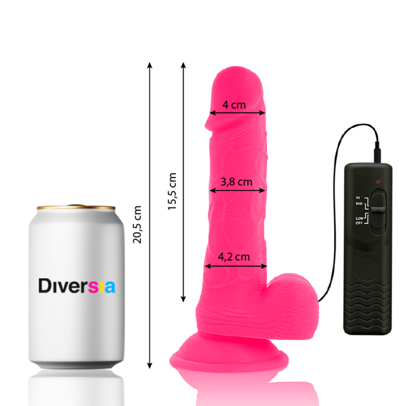 DIVERSIA flexibel vibrerande dildo rosa 20.5 cm