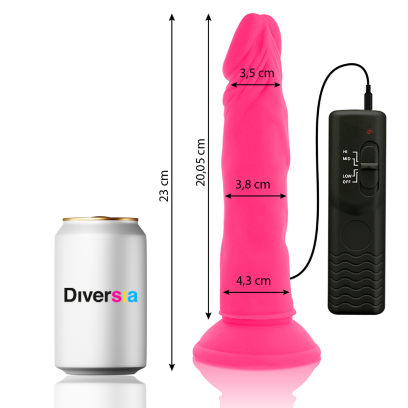 DIVERSIA flexibel vibrerande dildo i rosa, 23 cm