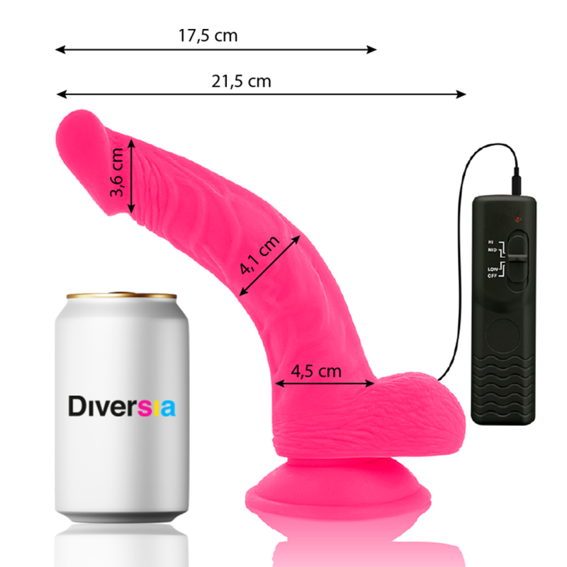 DIVERSIA - FLEXIBLE VIBRERANDE DILDO PINK 21,5 CM -O- 4,5 CM
