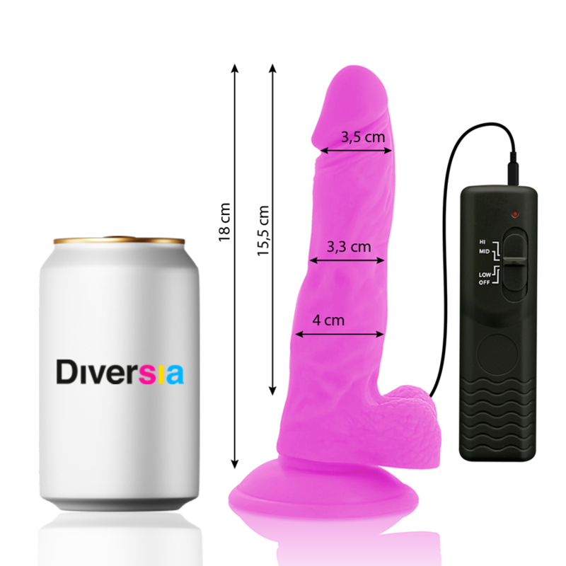 DIVERSIA flexibel vibrerande dildo lila 18 cm