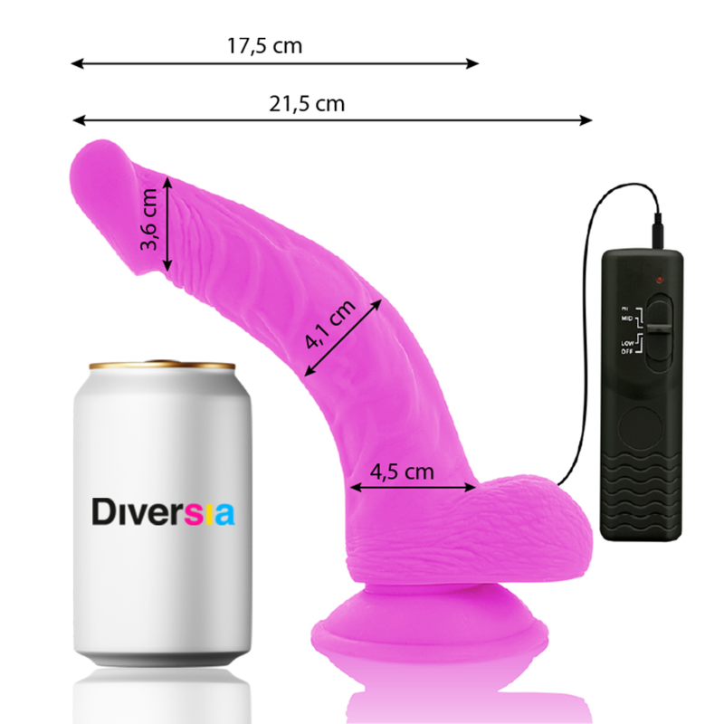 DIVERSIA flexibel vibrerande dildo lila 21.5 cm