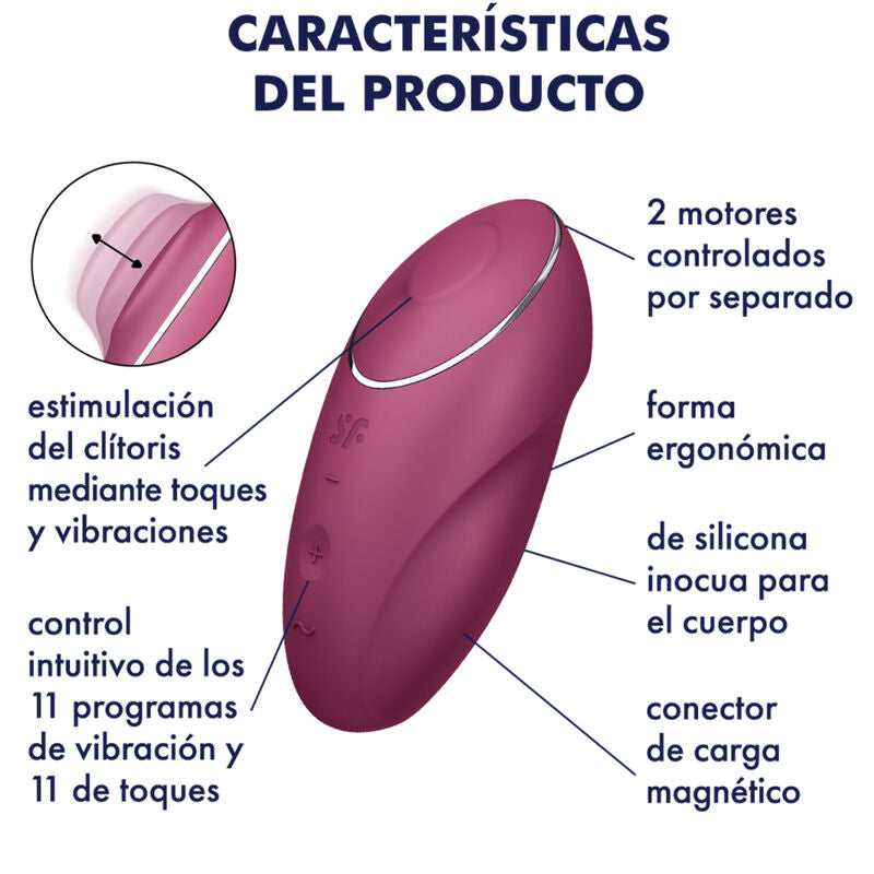 Satisfyer Tap & Climax 1 Lay-On Vibrator i röd färg