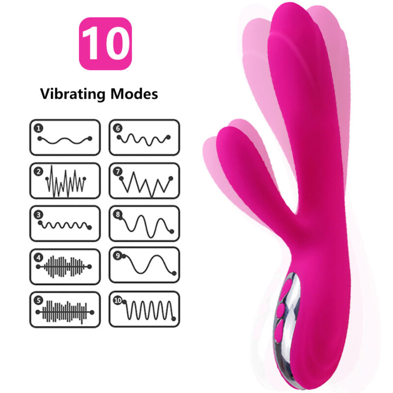 Flexibel vibrator och stimulator med fuchsia värmeeffekt