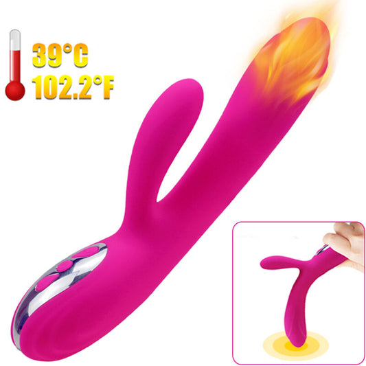 Flexibel vibrator och stimulator med fuchsia värmeeffekt