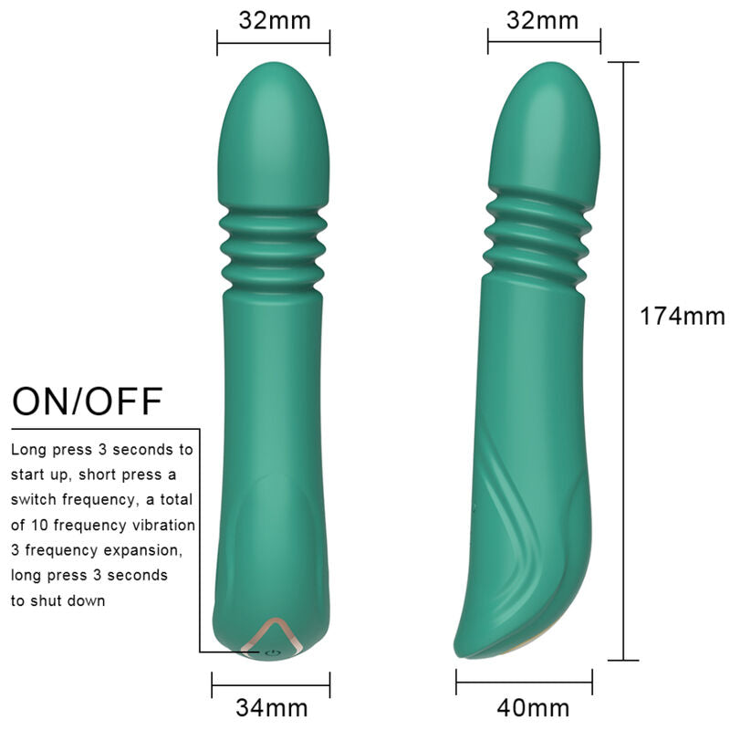 Grön G-Punkt vibrator med thrusting-funktion