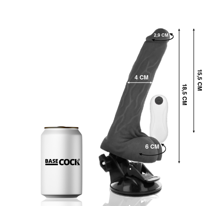 BASECOCK realistisk artikulerbar vibrator svart 18,5 cm