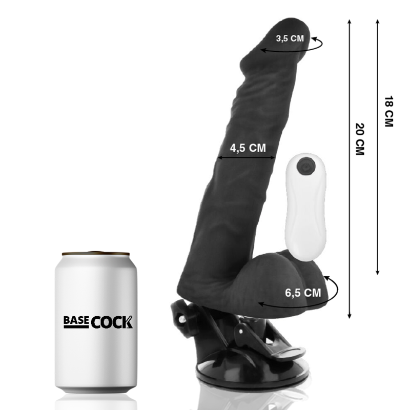 BASECOCK realistisk fjärrstyrd dildo svart 20 cm