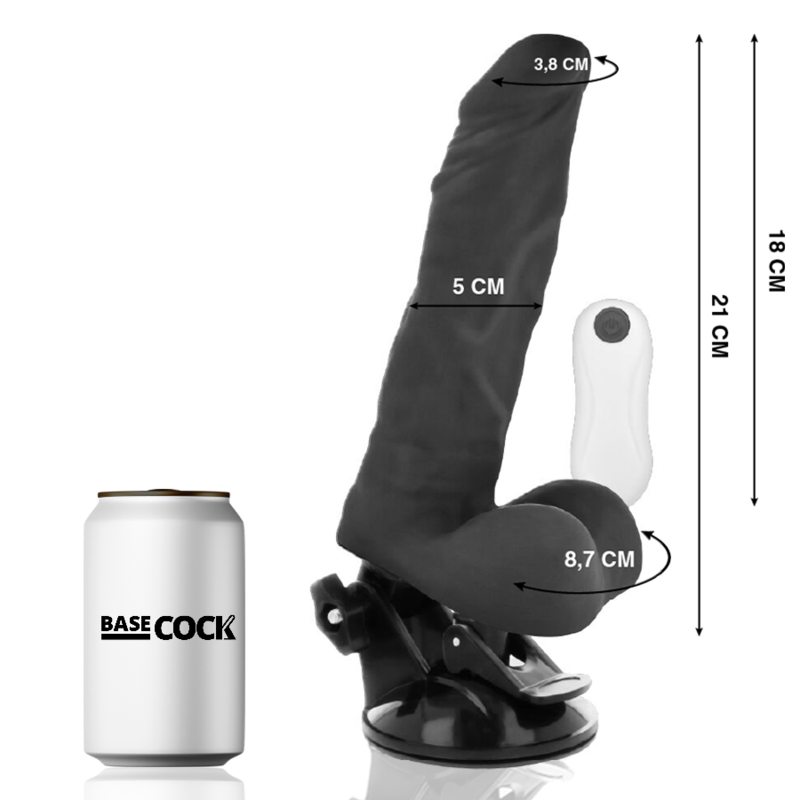BASECOCK - Vibrator med fjärrkontroll svart 21 cm -O- 5 cm