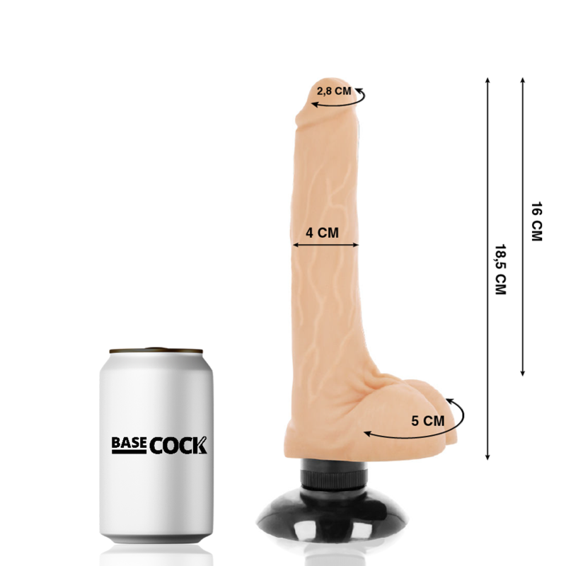 BASECOCK realistisk vibrator 18,5 cm