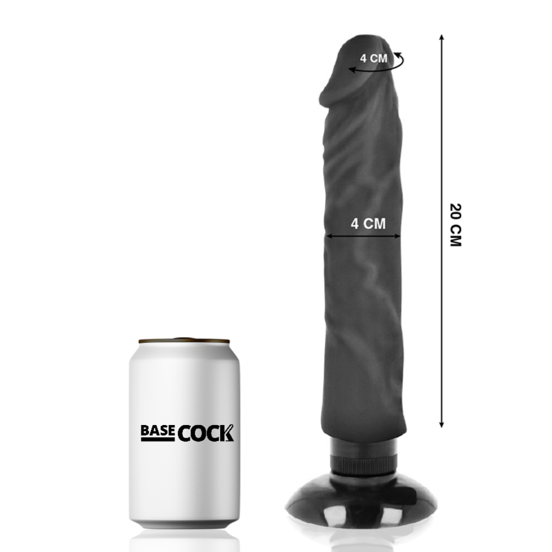 BASECOCK realistisk vibrator 20 cm svart