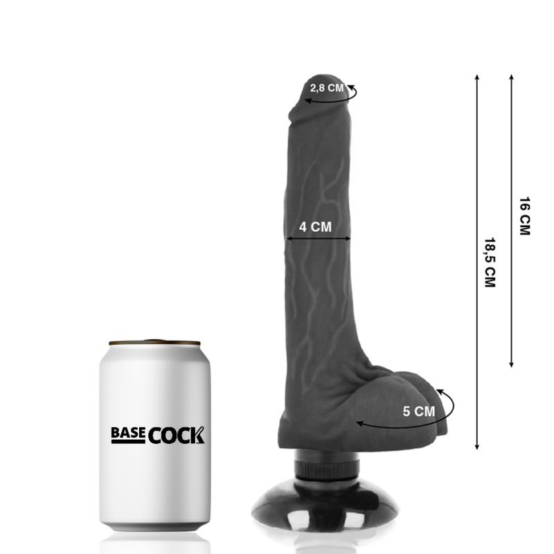 BASECOCK realistisk vibrator 18,5 cm svart