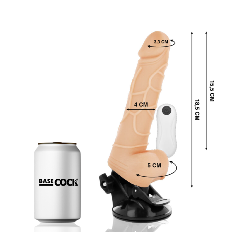 BASECOCK realistisk vibrator med fjärrkontroll 18,5 cm