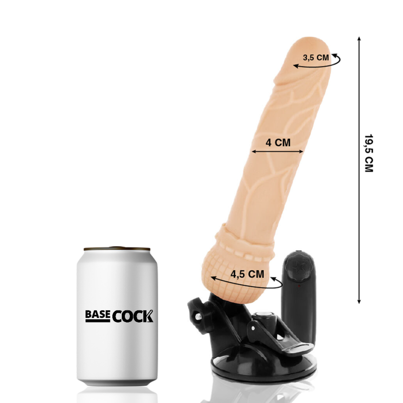 BASECOCK - REALISTISK VIBRATOR MED FJÄRRKONTROLL KÖTTFÄRG 19,5 CM -O- 4 CM