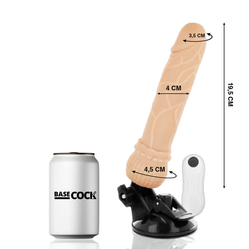 BASECOCK - REALISTISK VIBRATOR MED FJÄRRKONTROLL KÖTTFÄRG 19,5 CM -O- 4 CM