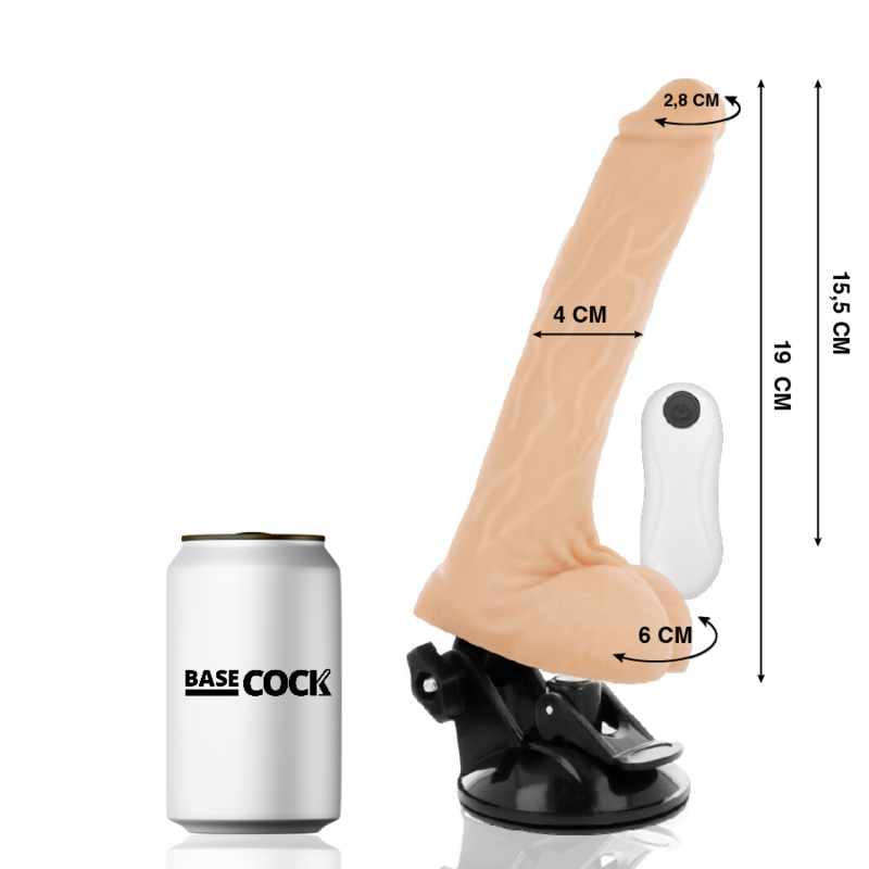 BASECOCK realistisk vibrator med fjärrkontroll 19 cm