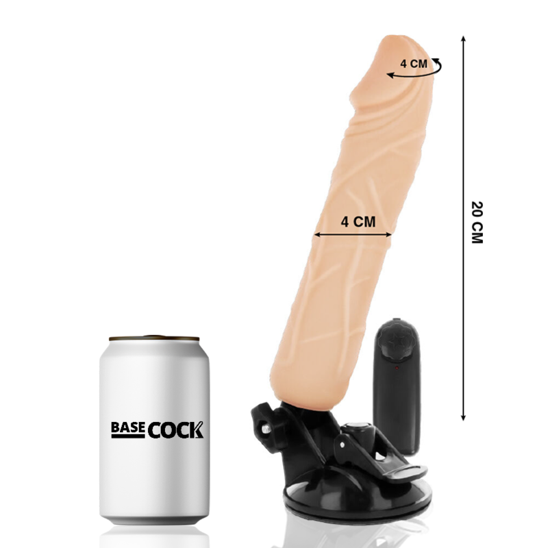 BASECOCK - REALISTISK VIBRATOR MED FJÄRRKONTROLL KÖTTFÄRG 20 CM -O- 4 CM