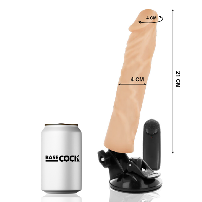 BASECOCK - REALISTISK VIBRATOR MED FJÄRRKONTROLL KÖTT 21 CM -O- 4 CM
