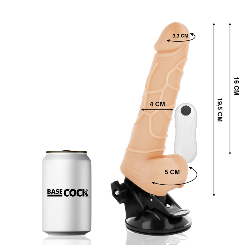 BASECOCK realistisk vibrator med fjärrkontroll och testiklar