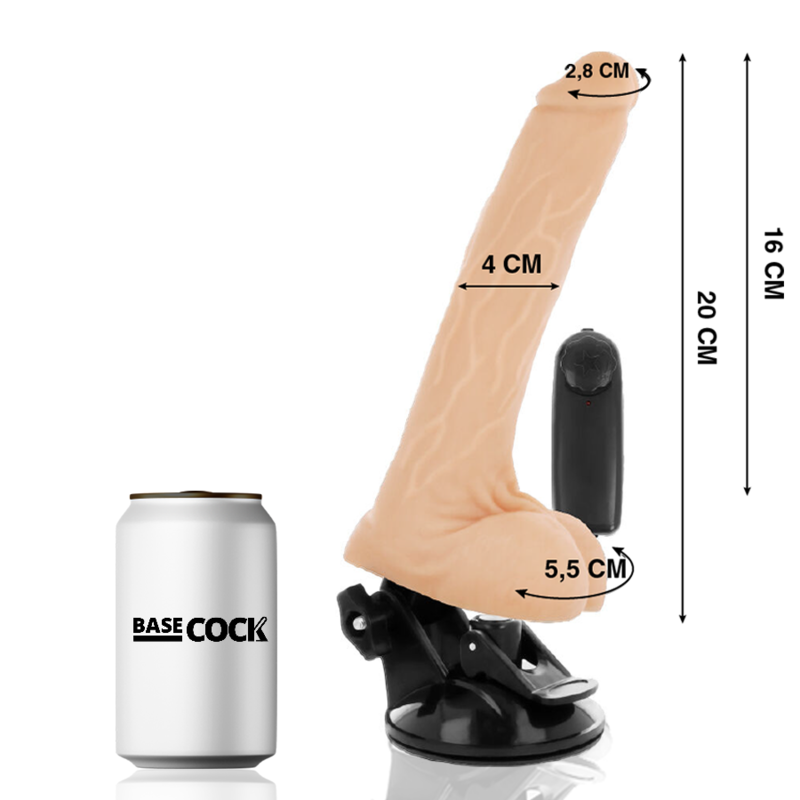BASECOCK realistisk vibrator med fjärrkontroll och testiklar