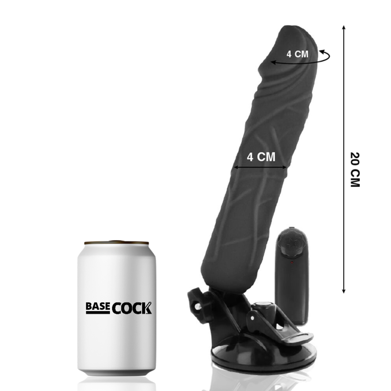 BASECOCK realistisk vibrator med fjärrkontroll svart 20 cm
