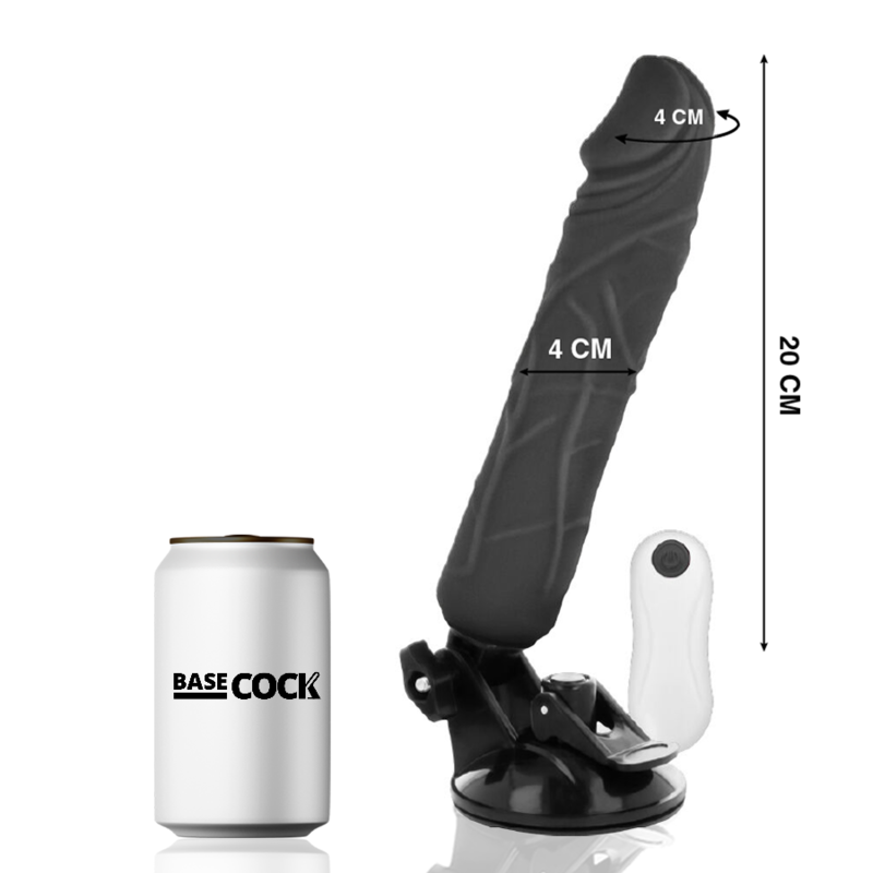 BASECOCK realistisk vibrator med fjärrkontroll svart 20 cm