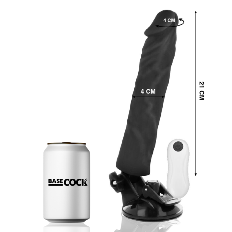 BASECOCK realistisk vibrator med fjärrkontroll svart 21 cm