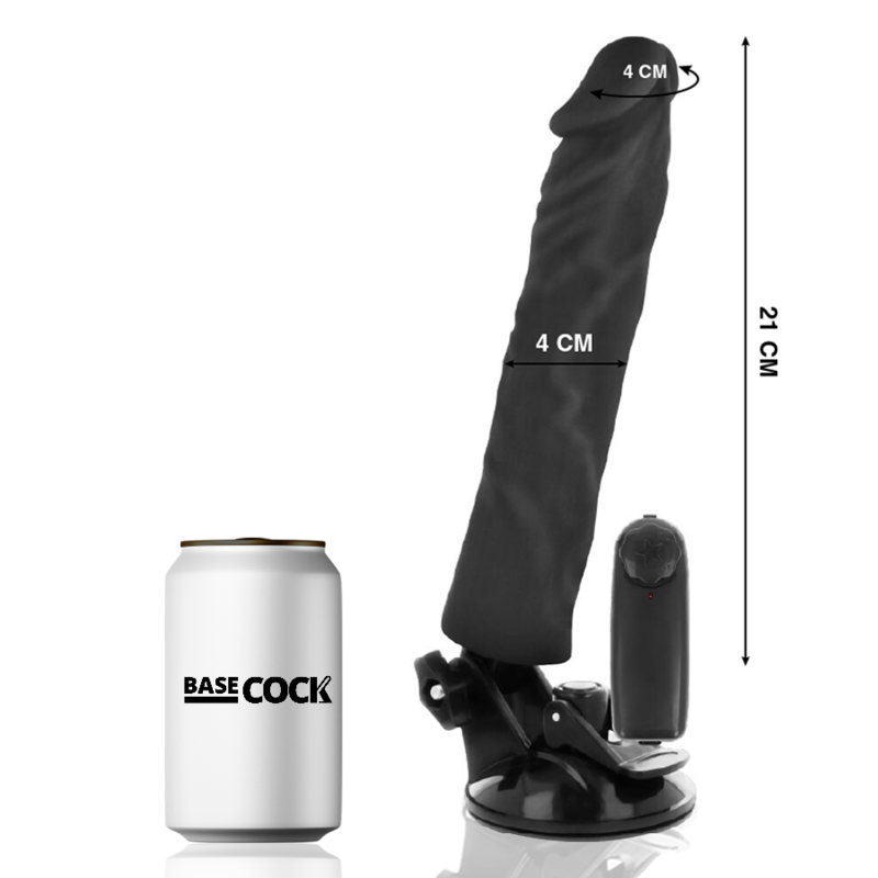 BASECOCK realistisk vibrator med fjärrkontroll svart 21 cm