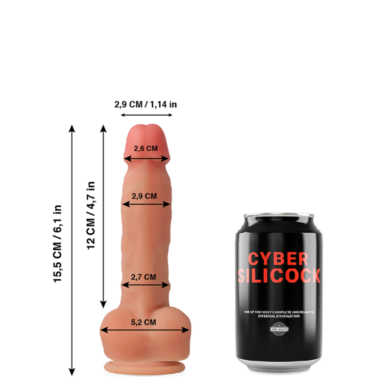 CYBER SILICOCK - ANSEL ULTRA REALISTISK MJUK LIQUID SILIKON 15.5 CM -O- 2.9 CM