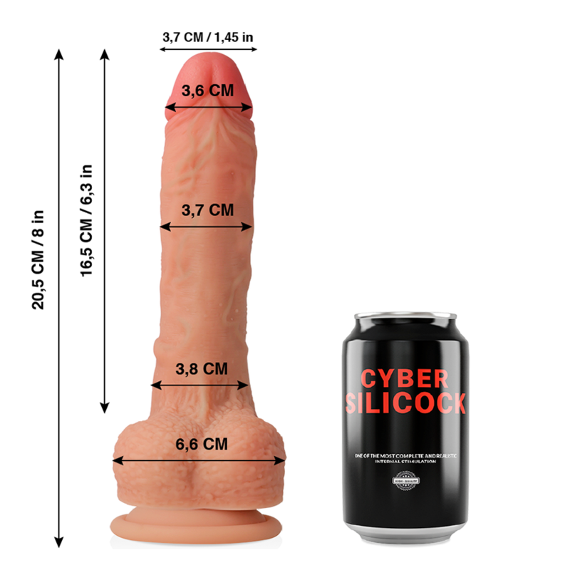 CYBER SILICOCK - CONNOR ULTRA REALISTISK MJUH LIQUID SILIKON 20,5 CM -O- 3,7 CM