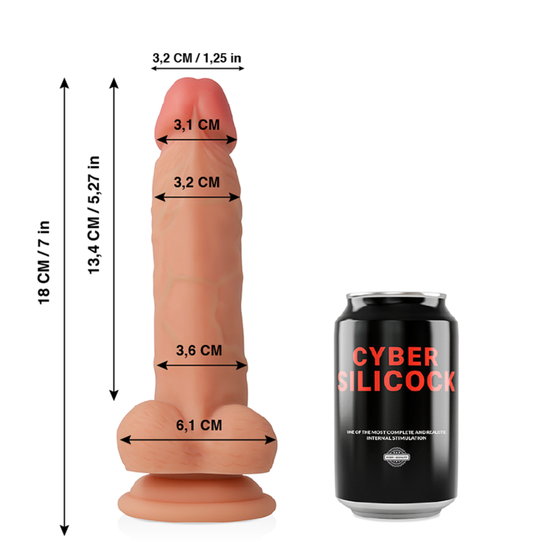 CYBER SILICOCK - JUDE ULTRA REALISTISK MJUK LIQUID SILIKON 18 CM -O- 3.2 CM