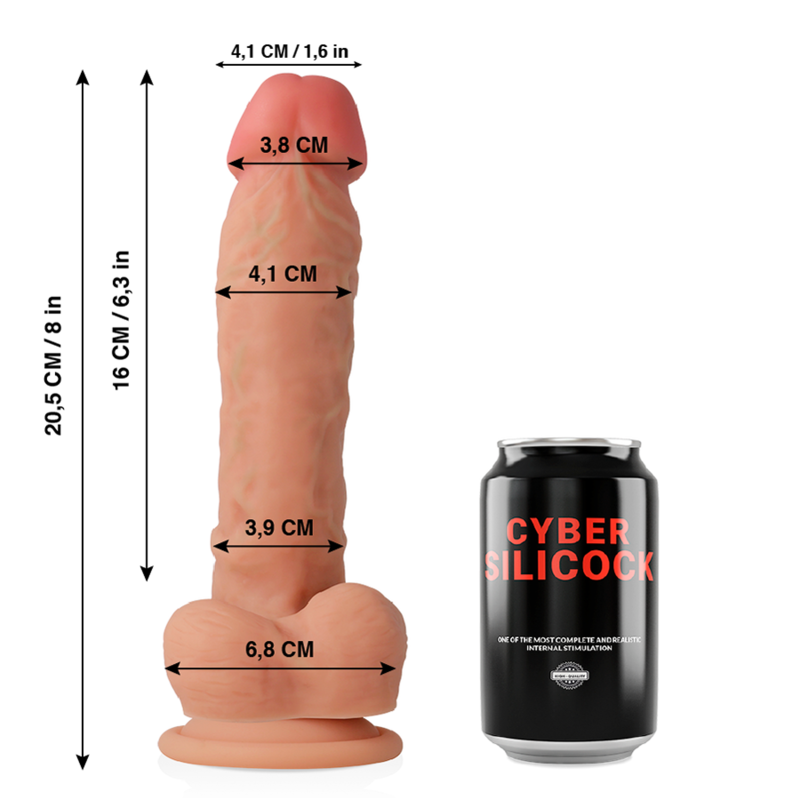 CYBER SILICOCK - ULTRA REALISTISK MJUK LIQUID SILIKON DONG 20,5 CM -O- 4,1 CM