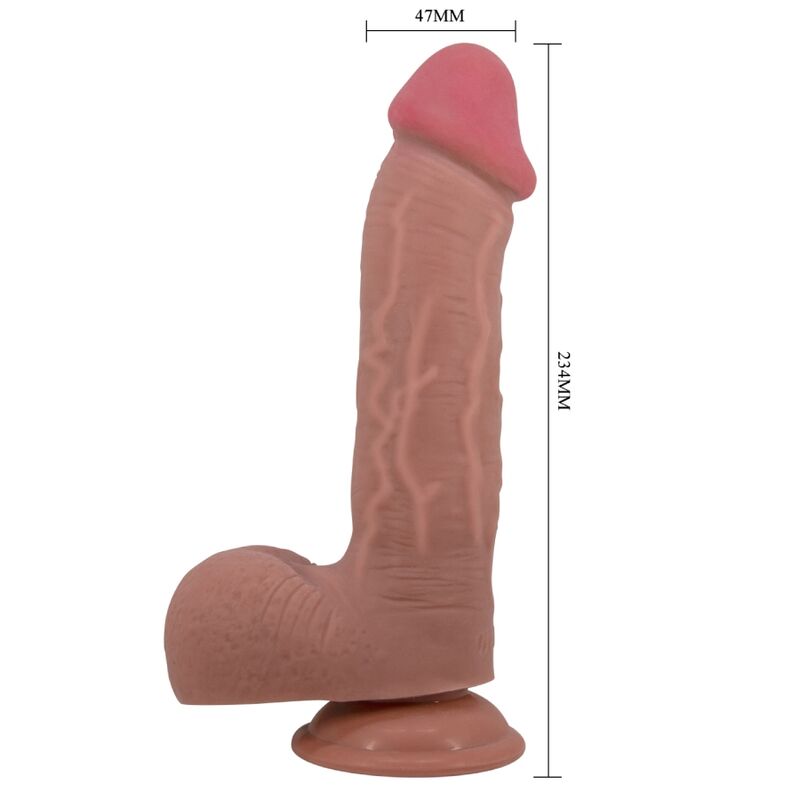 PRETTY LOVE - SLIDING SKIN SERIE REALISTISK DILDO MED SUKTIONSKOP BRUN 23,4 CM