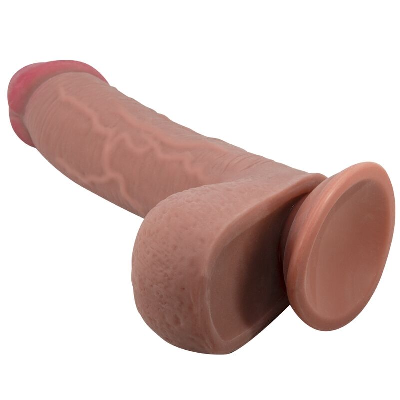 PRETTY LOVE - SLIDING SKIN SERIE REALISTISK DILDO MED SUKTIONSKOP BRUN 23,4 CM