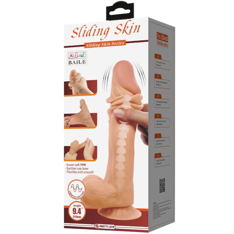 PRETTY LOVE - SLIDING SKIN SERIE REALISTISK DILDO MED SUKTION OCH FJÄRRKONTROLL 24 CM