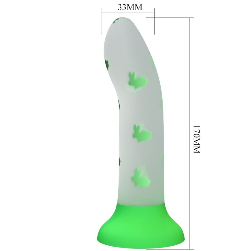 Lysande grön dildo utan vibration från PRETTY LOVE