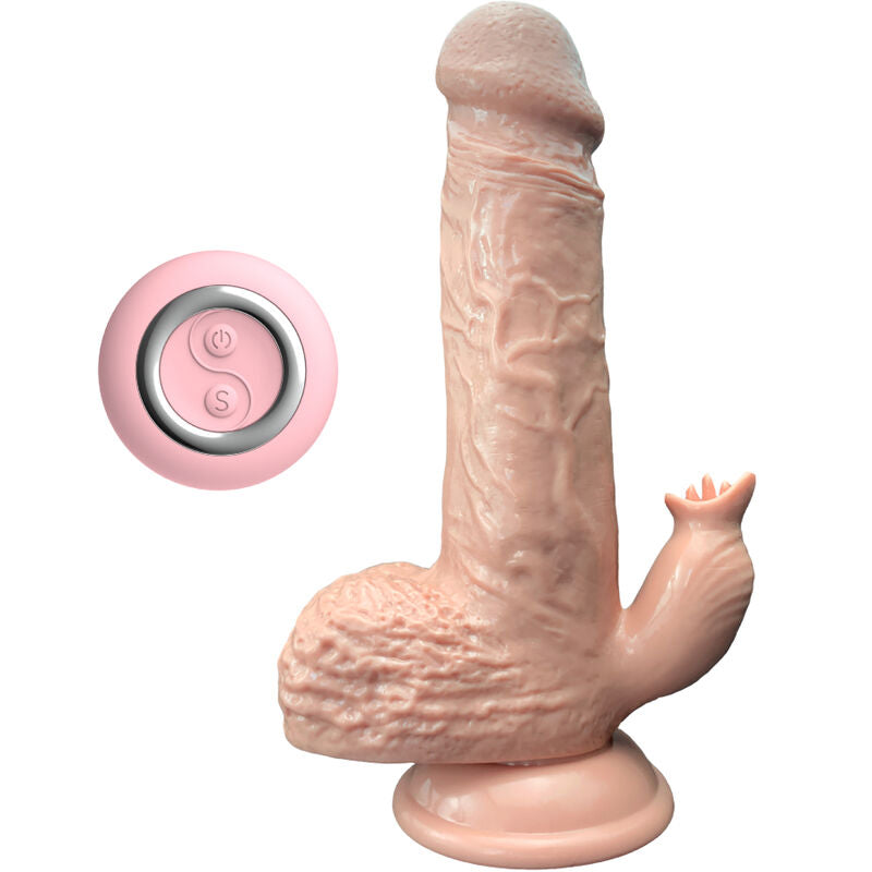 Realistisk vibrator och dildo med tungstimulator 19 cm