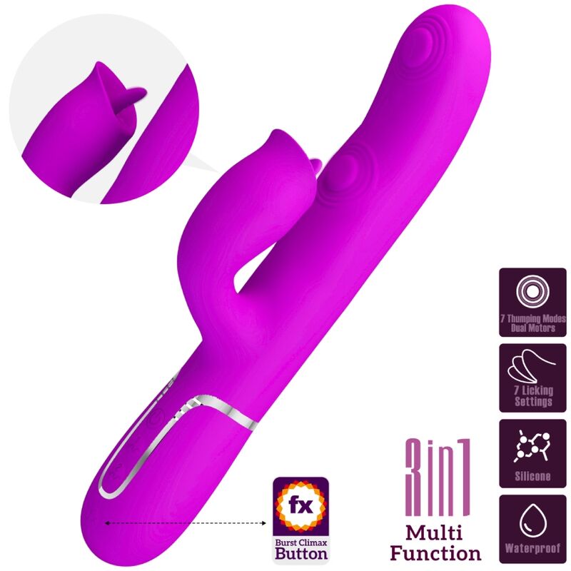 Pretty Love Rabbit vibrator med slickande funktion i fuchsia