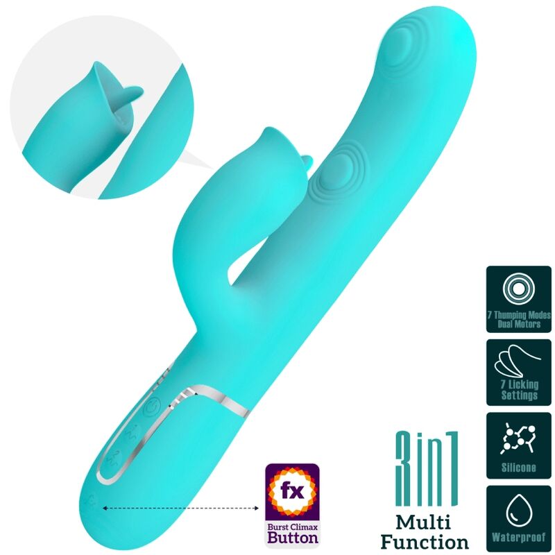 PRETTY LOVE - Rabbit Vibrator med Lickfunktion Aqua Grön