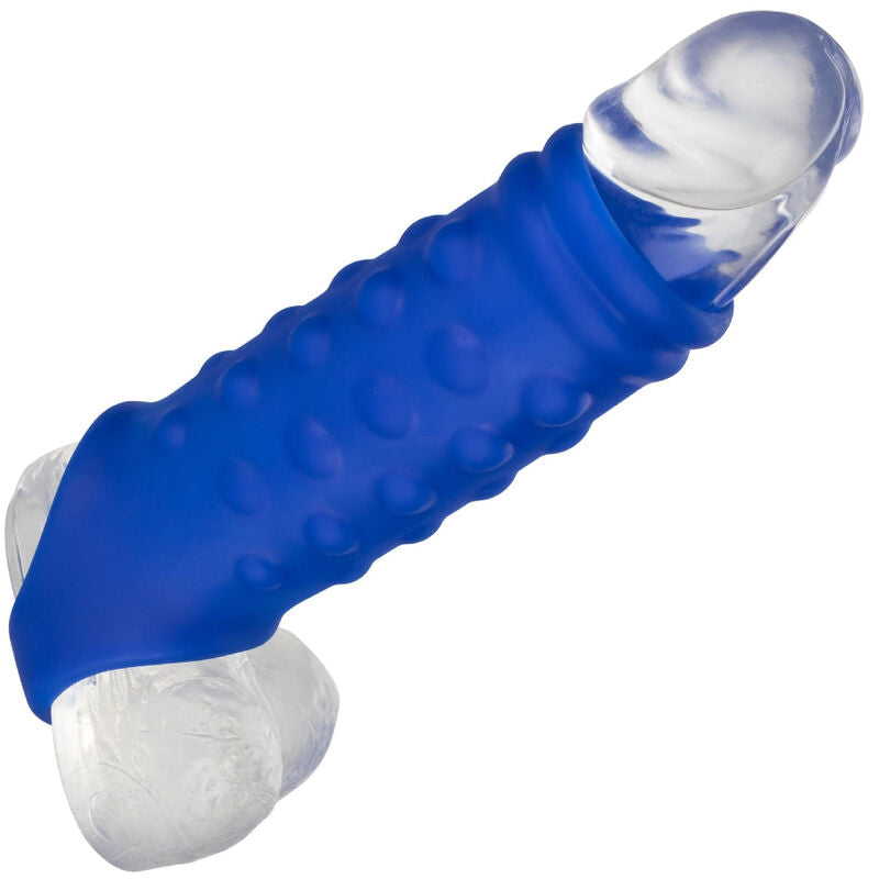 CalExotics Admiral Beaded Penis Cover i flytande silikon, blå