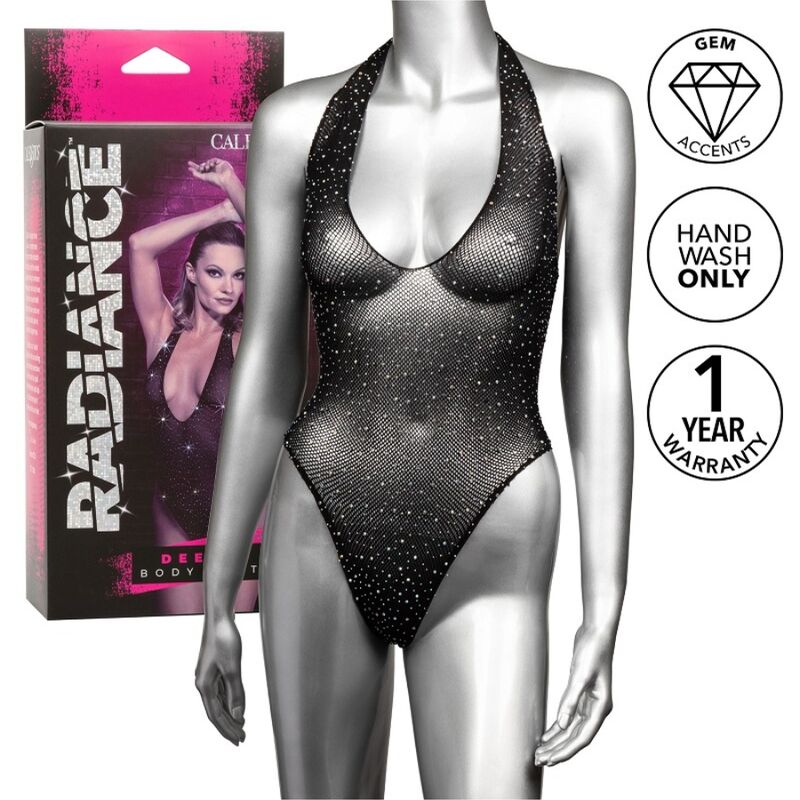CalExotics Radiance Deep V bodysuit med rhinestones