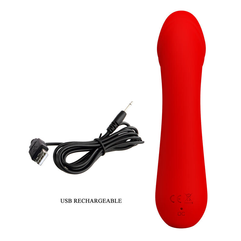 Cetus uppladdningsbar vibrator i röd silikon