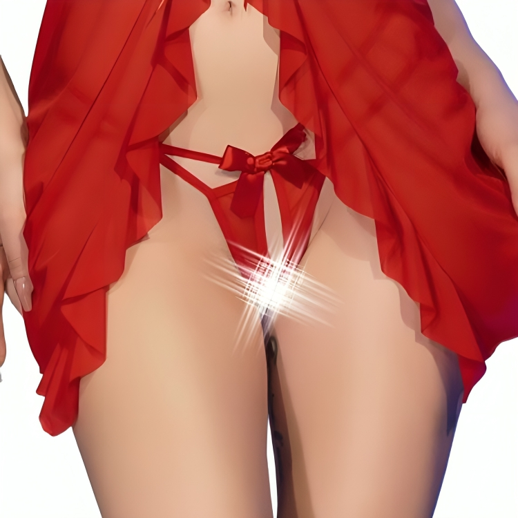 CHILIROSE - CR 4696 BABYDOLL & THONG CROTCHLESS RÖD S/M