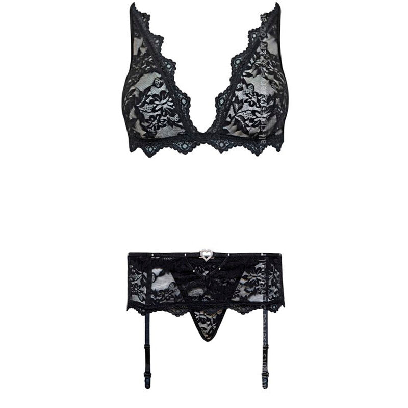 LIVCO CORSETTI FASHION - BELITA LC 90231 BH + TROSOR + STRUMPBAND BLACK L/XL